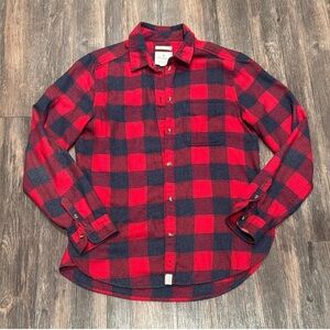 American Eagle Red & Black Buffalo Plaid Soft Flannel | Boyfriend Fit | Size S